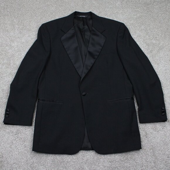 Jos. A. Bank Blazer Mens 42L Black 100% Wool 1 Button Single Vent Sports Jacket - Picture 1 of 12